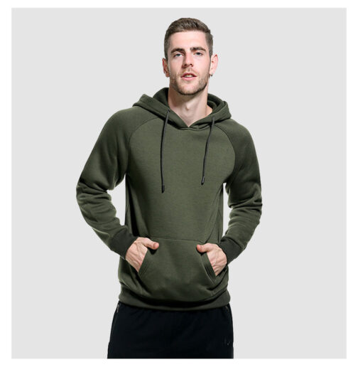 Men’s Hoodies Solid Color Pullover Sweatshirt with Pocket