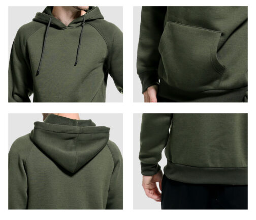 Men’s Hoodies Solid Color Pullover Sweatshirt with Pocket